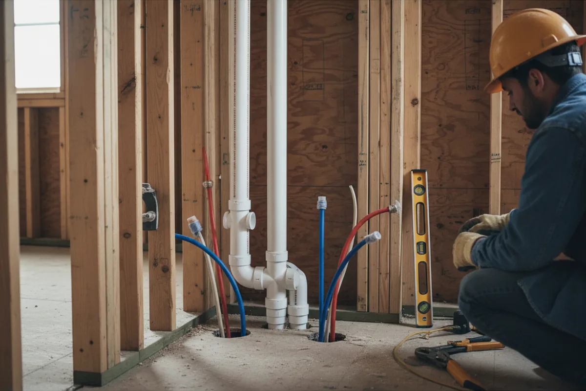 Drain and supply rough-in during Sump Pump Repair in Ault